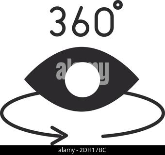 augmented reality eye with rotating arrow and 360 degree vector illustration silhouette style Stock Vector