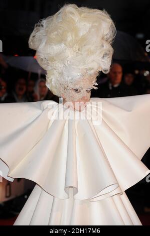 Lady Gaga arriving at The Brit Awards 2010 at Earls Court, London Stock Photo