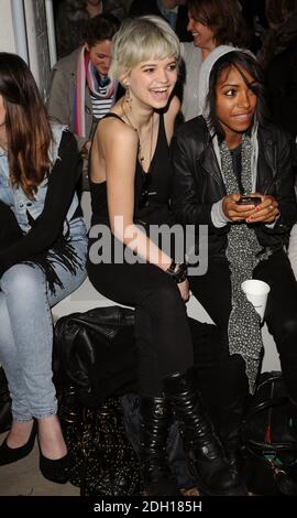 Pixie Geldof attends the Unique catwalk show during London Fashion Week at Flower Cellars, central London. Stock Photo