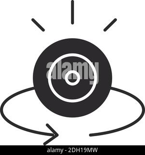 augmented reality 360 degree video and camera vector illustration silhouette style Stock Vector