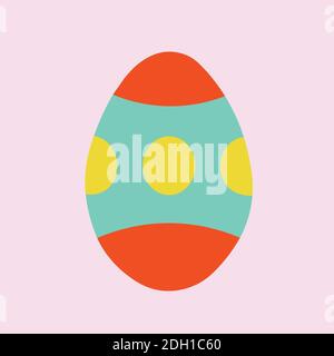 Isolated Red Easter Egg with yellow circles. Stock Vector