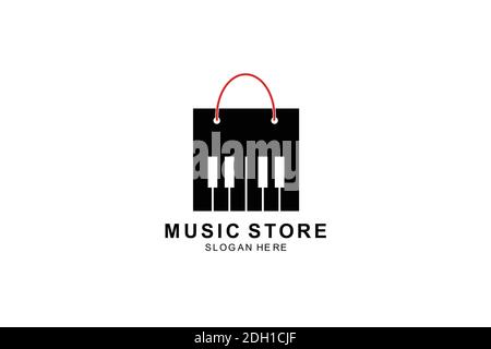 bag and piano button logo template design. symbol illustration. Stock Vector