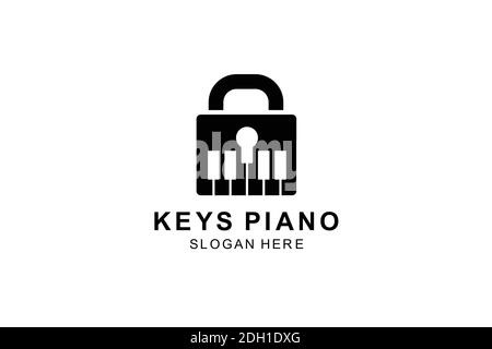 keys, lock and piano logo template design. symbol illustration. Stock Vector