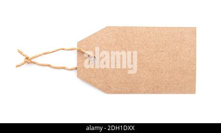 Blank paper tag or label isolated on white, layout, space for text Stock Photo