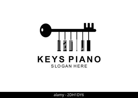 keys, lock and piano logo template design. symbol illustration. Stock Vector