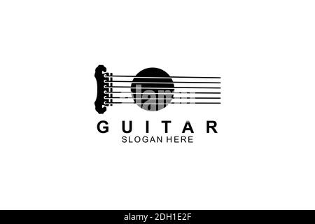 unique logo symbol for guitar classic Stock Vector