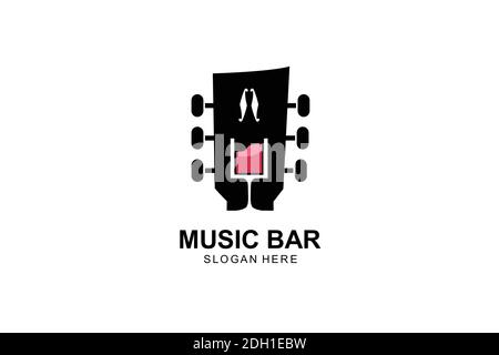 music and wine logo template design. symbol illustration. Stock Vector