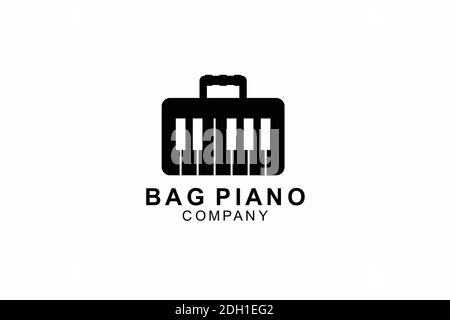 bag and piano logo template design. symbol illustration. Stock Vector