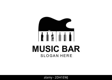 guitar and piano logo template design. symbol illustration. Stock Vector