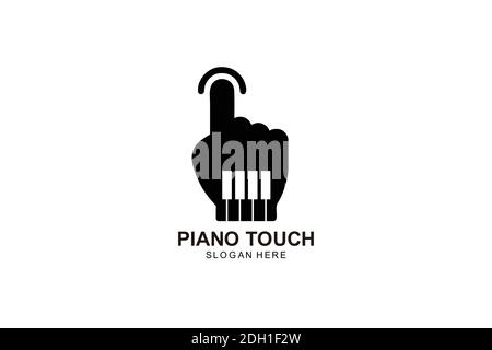 hands and piano logo template design. symbol illustration. Stock Vector