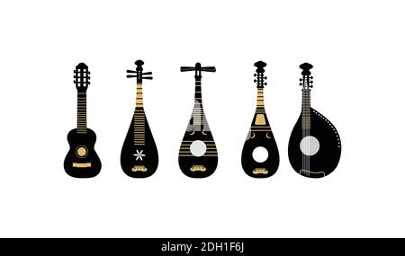 Ukulele guitar on the white background Stock Vector
