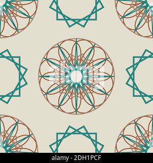 Vector seamless pattern of mandalas in pastel colors. Stock Vector