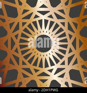 Vector golden mandala in oriental style on a dark background. Stock Vector