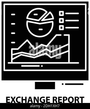exchange report icon, black vector sign with editable strokes, concept illustration Stock Vector