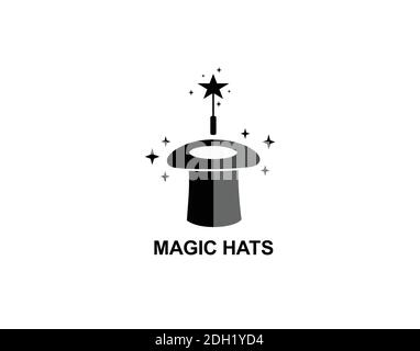 Magic hat logo template design with a hat and star illustration Stock Vector