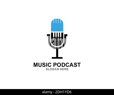 podcast music piano logo icon symbol designs Stock Vector