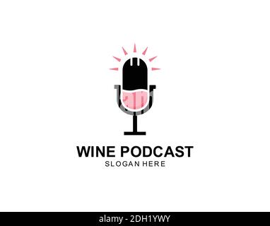 wine podcast logo icon symbol designs Stock Vector