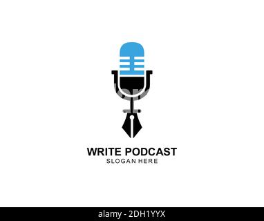 podcast pen logo icon symbol designs Stock Vector