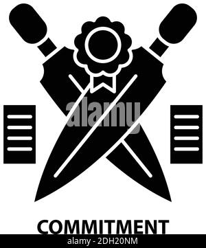 commitment icon, black vector sign with editable strokes, concept illustration Stock Vector
