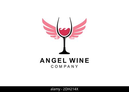 Angel Wine Logo Design Template. Stock Vector