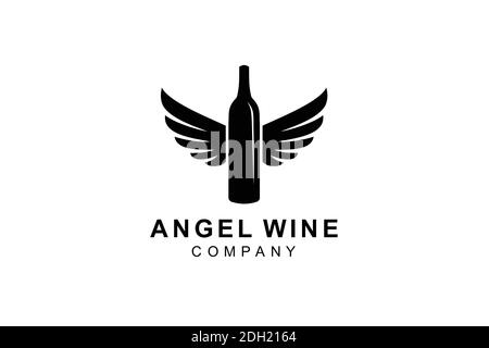 Angel Wine Logo Design Template. Stock Vector