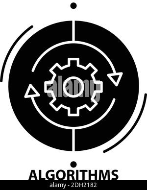 Computer algorithms black icon, vector sign on isolated background ...