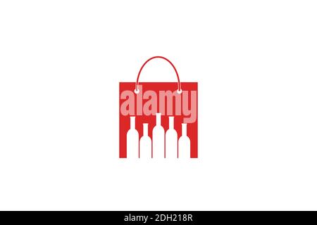bottle and bag logo. Wine concept template inspiration Stock Vector
