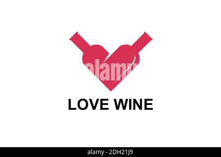 wine love Logo Design Template. Stock Vector