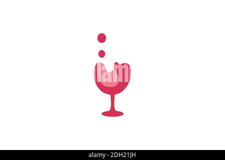 Wine Glass Splash Logo design vector template. Liquid alcoholic drink Logotype concept icon Stock Vector