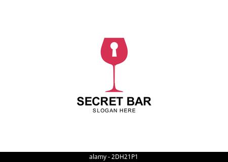 wine secret party logo template design. symbol illustration. Stock Vector