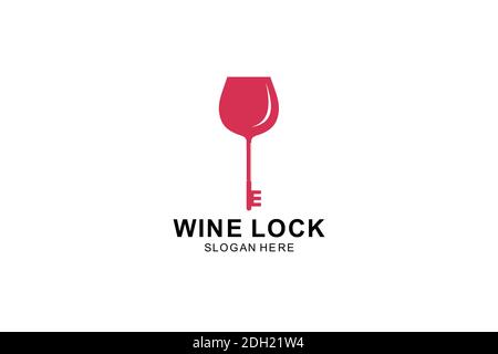 wine lock logo design inspiration Stock Vector