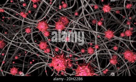 Trapped Germs Germs, viruses , bacteria captured in filter . Pathogens trapped in ...
