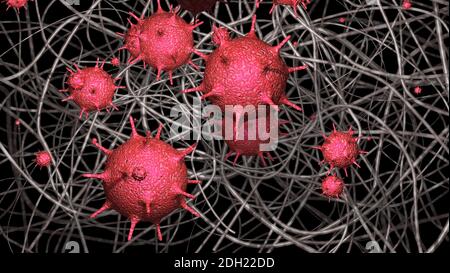 Trapped Germs Germs, viruses , bacteria captured in filter . Pathogens trapped in ...