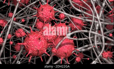 Trapped Germs Germs, viruses , bacteria captured in filter . Pathogens trapped in ...