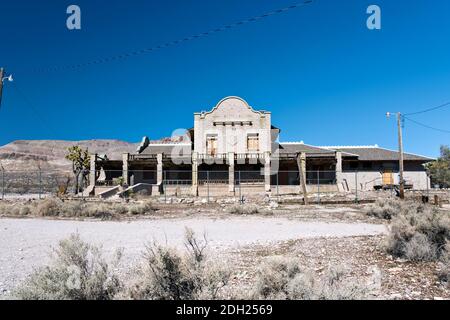 Ruins of the train station in Rhyolite, Nevada, a desert ghost town. Stock Photo