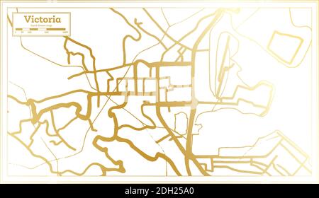 Victoria Seychelles City Map in Retro Style in Golden Color. Outline Map. Vector Illustration. Stock Vector