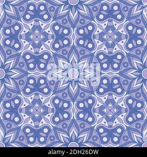 Ethnic seamless vector pattern. Purple geometric mandala flower. Can be used for design of fabric, covers, wallpapers, tiles. Stock Vector