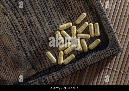 close-up of liv-gall cleanse capsules. dietary concept. dietary supplement topview. Stock Photo