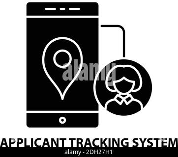 applicant tracking system icon, black vector sign with editable strokes, concept illustration Stock Vector