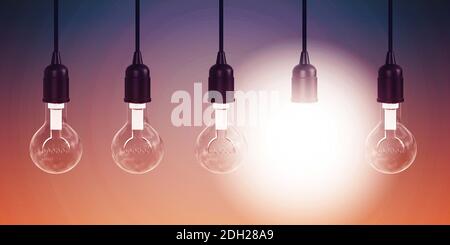 Row of Hanging Lightbulbs Stock Photo