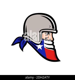 Texan Bandit Wearing Bandana Texas Flag Mascot Stock Photo