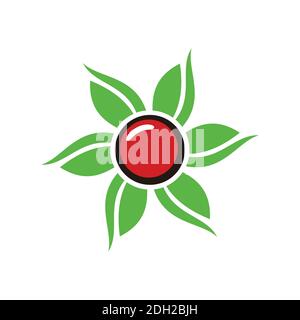 abstract cherry flower leaf logo icon concept graphic vector design Stock Vector
