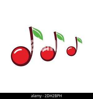 abstract cherry musical note logo icon graphic vector design Stock Vector