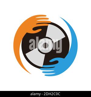 abstract play music remix logo icon concept graphic vector design Stock Vector