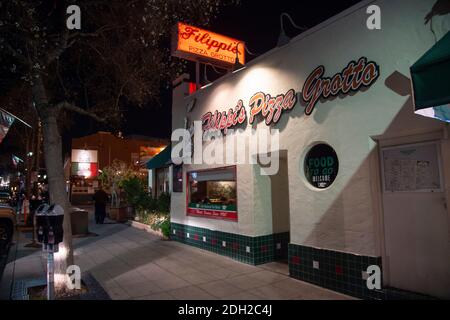 Filippi's Pizza Grotto, Little Italy neighborhood at night, Downtown San Diego, CA, (Photo by Casey B. Gibson) Stock Photo