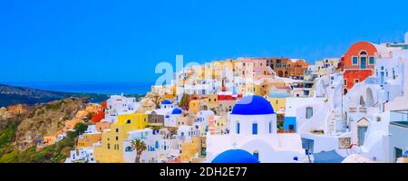 Oia Village in Santorini island in Greece Stock Photo