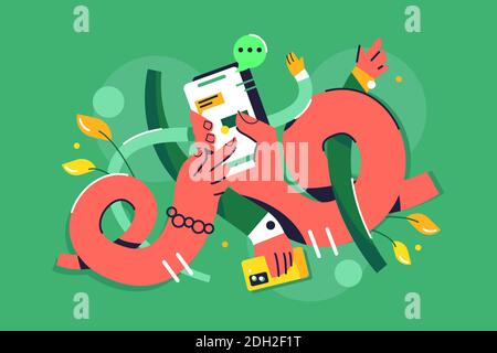 Concept of intertwining hands together in flat style Stock Vector