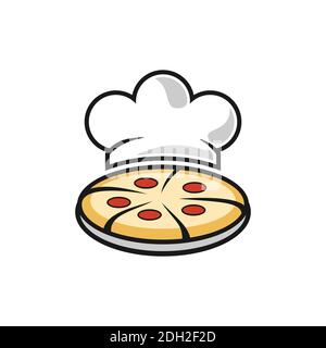 abstract pizza food chef kitchener icon logo vector design concept Stock Vector