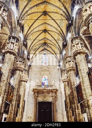 Interior of Milan Cathedral known as Duomo di Milano, historical building and famous landmark in Lombardy region in Northern Ita Stock Photo