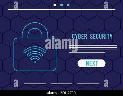 cyber security infographic with padlock and wifi waves signal vector ...